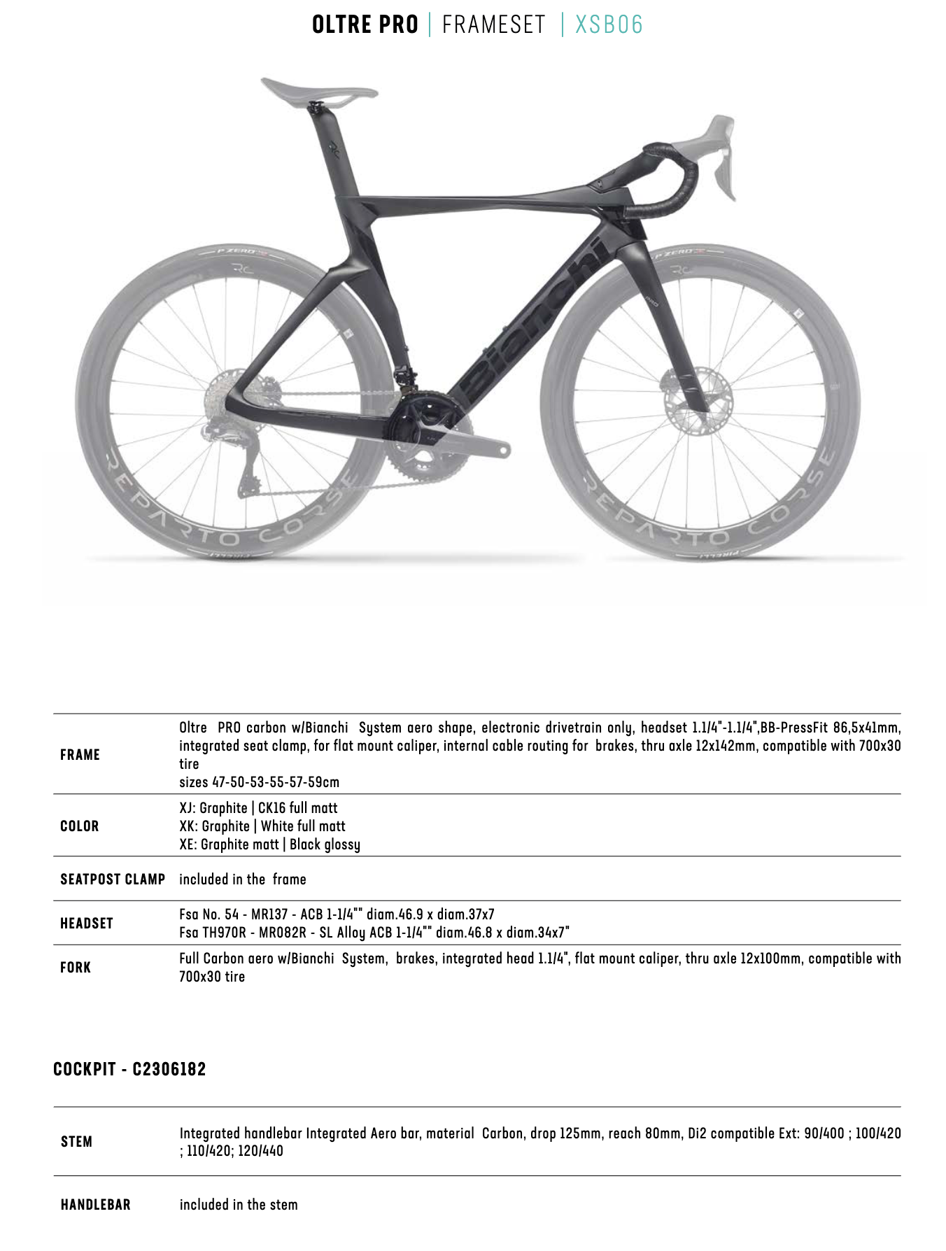 Oltre Pro Frameset (fork,headset,seatpost only)