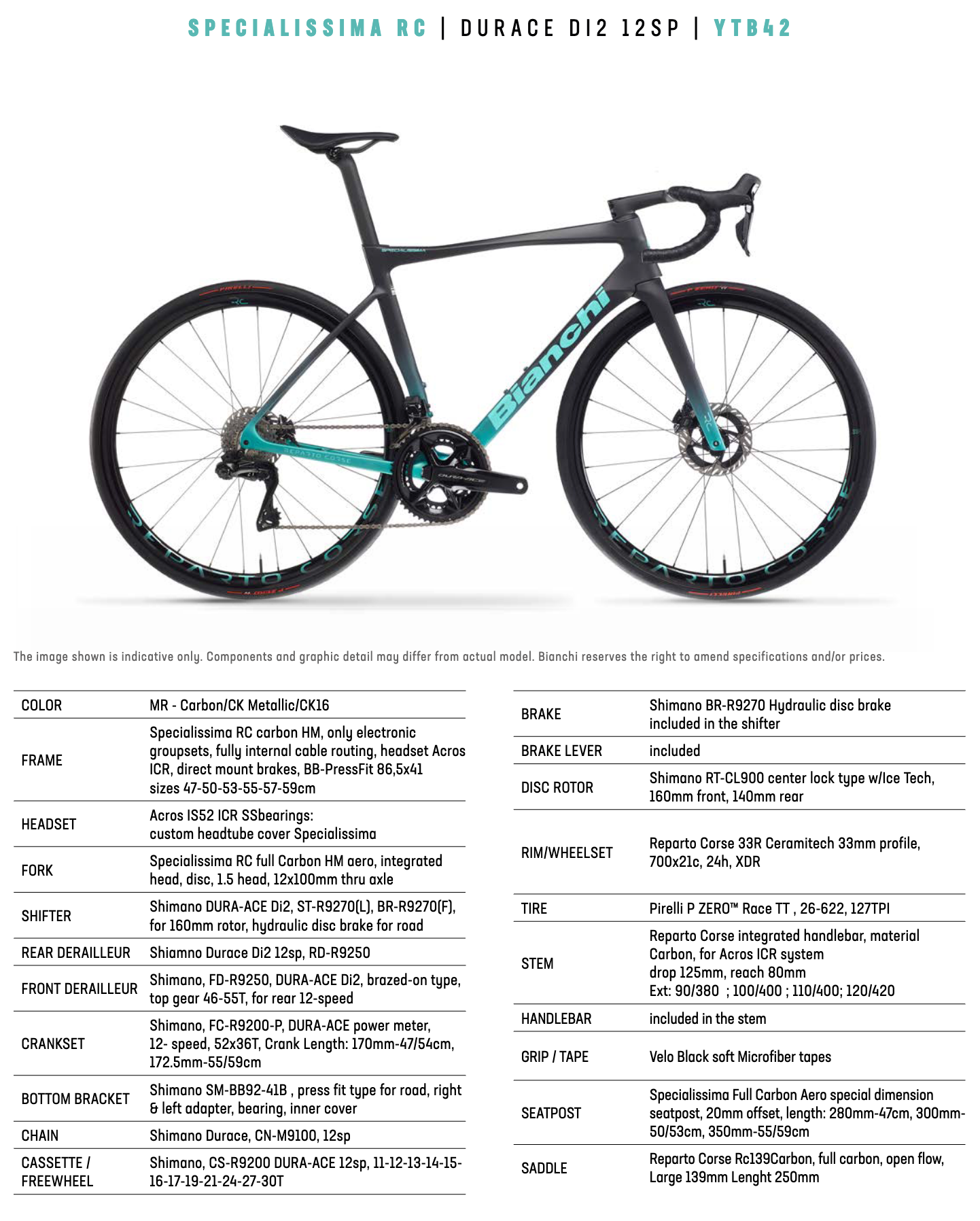 Specialissima RC Durace 12spd DI2 W/Powermeter