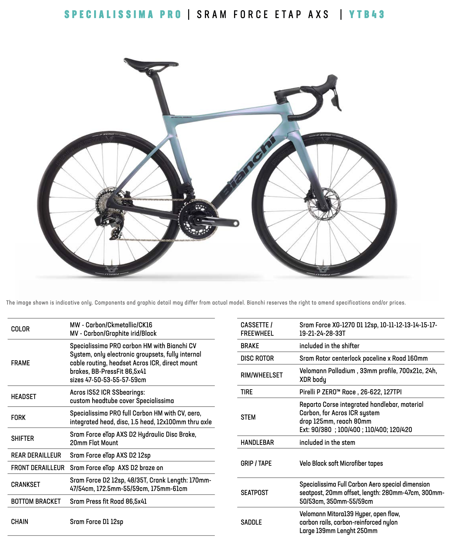 Specialissima Pro Sram Force 12spd